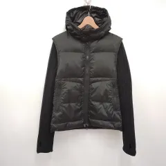COMME CA MEN コムサメン ダウンベスト ダブルジッパー 2way フード メンズアウター ブラック Ｌサイズ ◇〇のサムネイル
