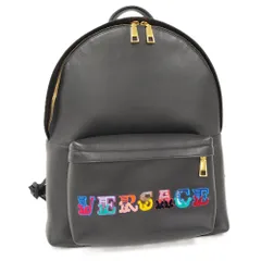 VERSACE バックパック マルチカラーロゴ レザー ブラックのサムネイル