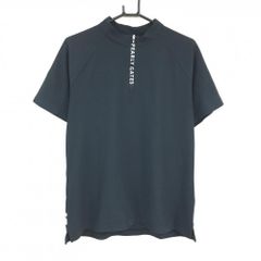 【美品】PGGパーリーゲイツ 半袖ハイネックシャツ ダークネイビー×白 ハーフジップ ジップロゴ メンズ 6(XL) ゴルフウェア PEARLY GATESのサムネイル