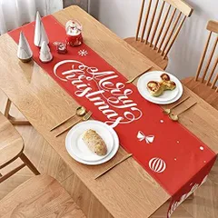 クリスマス テーブルランナー 30×180cm レッド Merry Christmas テーブルセンター 北欧 おしゃれ 食卓 テーブルクロス ダイニング パーティー 装飾 滑り止め付き 洗える ホーム レストラン カフェ インテリア　x-09のサムネイル