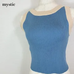 mystic ミスティック 配色ニットタンクトップ ブルー フリーサイズ サマーニット リブニット バイカラー ノースリーブ Y2K 【000114】のサムネイル