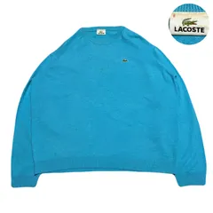 LACOSTE ラコステ Knit ニット セーター EmbroideredLogo 刺繍ロゴ  90s Y2K CityBoy シティボーイ LongSleeves 長袖 Wool ウール Acrylic アクリル LightBlue 水色 XL相当のサムネイル