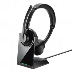 サンワサプライ Bluetoothステレオヘッドセット(クレードル付き・デュアルマイク) MM-BTSH70BKのサムネイル
