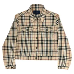 極 美品 BURBERRY バーバリー ノバチェック 柄 ロゴ ボタン コットン ポリウレタン ジャンパー アウター Lサイズ ベージュ 18159のサムネイル
