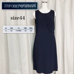 ■極美品■EMPORIO ARMANI エンポリオアルマーニ　ノースリーブクレープフレアドレス　ドレス　フレアワンピース　ダークネイビー　size44(M〜L)  ルーマニア製　ジョルジオアルマーニジャパン　レディース　セレモニー　発表会のサムネイル