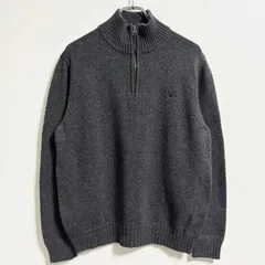 American Eagle アメリカンイーグル　長袖ハーフジップニット　セーター　ワンポイントロゴ刺繍　グレー　灰色　Lサイズ　古着　【お値引き承ります！】のサムネイル