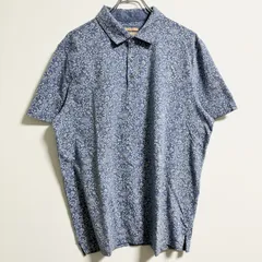 JOSEPH ABBOUD　半袖総柄ポロシャツ　ボタニカル柄　ビッグシルエット　オーバーサイズ　水色　XLサイズ　古着　【お値引き承ります！】のサムネイル