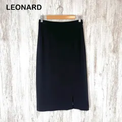 LEONARD レオナール ロゴ刺繍 サイドスリット タイトスカート ブラックのサムネイル