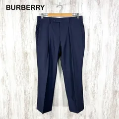 新品未使用 美品 BURBERRY LONDON バーバリーロンドン ウール リネン スラックスパンツ ネイビー スーツのサムネイル