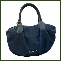中古●agnes b./アニエスベー●ナイロンハンドバッグ あおりポケット ネイビー 鞄のサムネイル