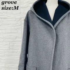 【grove】グローブ フード付きコート バイカラー グレー ネイビー Mサイズ アウター レディース ワールド【011531】のサムネイル