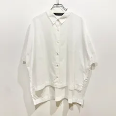 ミズイロインド mizuiro ind ワイドシルエット サイドスリット シャツ 半袖 五部袖 白 ホワイト 日本製【送料込み】のサムネイル