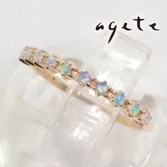 美品 アガット K10 オパール ハーフエタニティ リング /26-0596のサムネイル