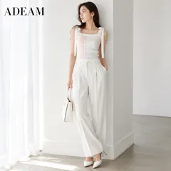 【未使用に近い / 大人可愛いルック】ADEAM  43412 / アディアム 千鳥格子柄クチュールニットトップ  XS 「S～細身M（7号～9号相当）」千鳥格子柄  美シルエット モード 大人カジュアル エレガント  繊細配色のサムネイル