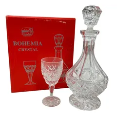 186000 現状品 BOHEMIA CRYSTAL ボヘミアクリスタル デキャンタ グラス 酒器セットのサムネイル