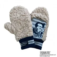 SNOOPY スヌーピー 婦人用手袋 ボーダー指出ミトン ベージュ/BE3 SN3100119のサムネイル
