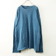 リノ LENO コットン ボーダー カットソー 1/ブルー トップス 長袖 ブラウス Tシャツ ロング オーバーサイズ【2400014496529】のサムネイル