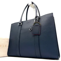 未使用に近い ブルガリ BVLGARI ブルガリマン トートバッグ ビジネス ブリーフケース ビーゼロワン リングチャーム レザー 本革 ネイビー 紺 A4収納 大容量 夏休み 帰省 お盆 敬老の日 シルバーウィーク ご褒美 メンズ 男性 大人のサムネイル