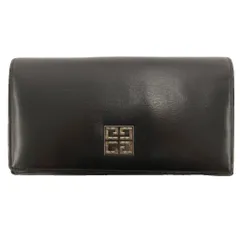 ジバンシィ GIVENCHY 二つ折り長財布 ロングウォレット がま口 ボタン開閉 レザー 本革 黒 ブラック ロゴビジュー装飾 /SD ■GY11のサムネイル