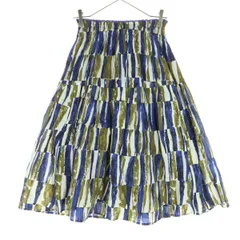 美品 UNITED ARROWS ユナイテッドアローズ 日本製 総柄 マルチカラー ミディ丈 フレアスカート 36 ブルー系 レディース 古着のサムネイル