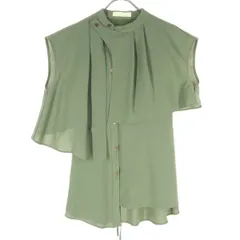 美品 PUBLIC TOKYO パブリックトウキョウ 日本製 フレンチスリーブ フロントボタン ブラウス F カーキ系 レディース 古着のサムネイル
