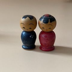 ミニ夫婦こけし】創作こけし 民藝 郷土玩具 ペア 昭和レトロ KOKESHI