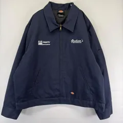 古着 ディッキーズ Dickies ジャケット 中綿 フルジップ ワーク 作業着 大きいサイズ ワンポイント 2XLR  ネイビー メンズのサムネイル