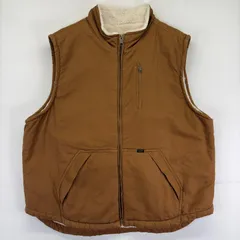 古着 リー Lee ダック ベスト フルジップ 大きいサイズ ロゴ ワーク ワンポイント 裏地ボア 2XL  ブラウン メンズのサムネイル