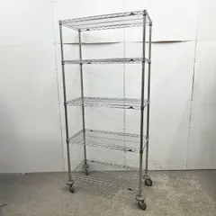 マルゼン ワイヤーシェルフ キャスター付 5段 W910×D460×H2000ｍｍ ワイヤーラック 業務用 中古 厨房のサムネイル