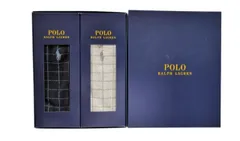 未使用  箱入り ギフトセット ポロ ラルフ ローレン 紳士 靴下 ソックス 25-26ｃｍ　2足セット POLO RALPH LAUREN 綿混 ワンポイント刺繍 格子柄 クルー丈 メンズ ビジネスソックス　カジュアル のサムネイル