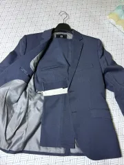 H&M ネイビー ピンタック スーツ ジャケット ズボン セットのサムネイル
