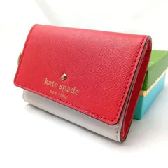 kate spade ケイトスペード パスケース コインケース ミニ財布 レッド ベージュ バイカラー ドット柄 2000archives Y2K アーカイブ 90s レトロ クラシック ブランド アクセサリー 箱付 美品 至宝の逸品のサムネイル