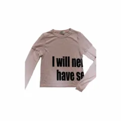 ピンク レイヤード レタリング 長袖Tシャツのサムネイル