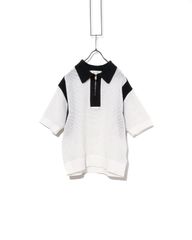CULLNI ハーフジップ ニットポロシャツ ネイビー×ホワイト - メルカリ