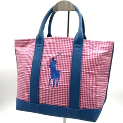 ラルフローレン Ralph Lauren トートバッグ キャンバス ギンガムチェック ピンク ブルー ビッグポニー ハンドバッグ レディース メンズ 軽量 大容量 通勤 通学 お出かけ カジュアル ショッピング サブバッグ 人気のサムネイル