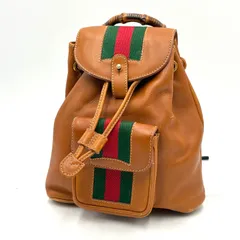 GUCCI グッチ シェリーライン バンブー レザー バックパック リュック ブラウンのサムネイル