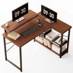 pc 付き 棚 省スペース ゲーミングデスクワークデスクL字デスク desk computer 組立簡単 勉強机 学習机 在宅勤務 パソコンデスク Merytesのサムネイル