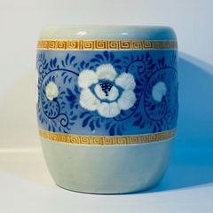 染付 火鉢 青花 陶器 火鉢 手あぶり 灰入り 火箸付き 古民具 0805