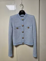 (新品) BALMAIN バルマン ブルーストライプ ビスコース ニット カーディガンのサムネイル