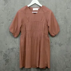 mite ミテ キッズ ワンピース 130 ブラウン 半袖 ギャザー シフォン 子供服のサムネイル