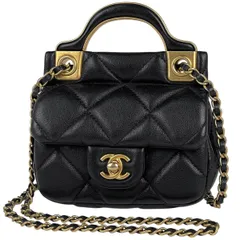 シャネル CHANEL ココマーク ミニ フラップ チェーンショルダーバッグ マトラッセ レザー ブラック AP2271 レディース 【中古】のサムネイル