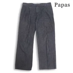 Papas パパス 春夏★ リネン混 ストレッチ ワイド タック デニム スラックス パンツ ジーンズ 大きいサイズ Sz.LL メンズのサムネイル