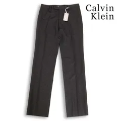 【新品 定価2.6万】 Calvin Klein カルバンクライン 通年★ ストライプ スリム スラックス パンツ Sz.30 W76 メンズ 黒のサムネイル