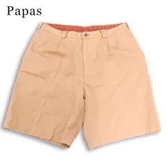 Papas パパス 春夏★ ワイド タック ハーフ ショート パンツ 日本製 大きいサイズ Sz.LL メンズのサムネイル