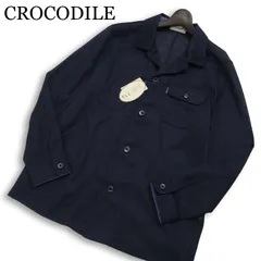 【新品 未使用】 CROCODILE クロコダイル 春夏★ 麻 リネン混 ワッフル カバーオール シャツ ジャケット Sz.L メンズ 紺のサムネイル