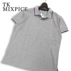 【新品 未使用】 TK MIXPICE タケオキクチ 春夏★ 半袖 ドット柄 鹿の子 BD ポロシャツ 大きいサイズ Sz.XL メンズ 灰のサムネイル