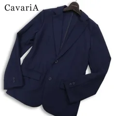 CavariA キャバリア 通年 レーヨン混★ 背抜き ストレッチ アンコン スリム テーラード ジャケット Sz.44 メンズ ネイビーのサムネイル