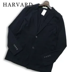 【新品 未使用】 HARVARD ハーバード 春夏★ 鹿の子 ジャージー 背抜き アンコン テーラード ジャケット Sz.M メンズ 紺のサムネイル