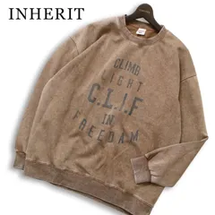 25AW★ INHERIT インヘリット★ ピグメント加工 ビッグシルエット 英字 プリントロゴ スウェット トレーナー Sz.L メンズ 茶のサムネイル