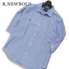 R.NEWBOLD ポールスミス 春夏 コットン100％★ 七分袖 シャンブレー ロゴ刺繍 ボタンダウン シャツ Sz.L メンズのサムネイル